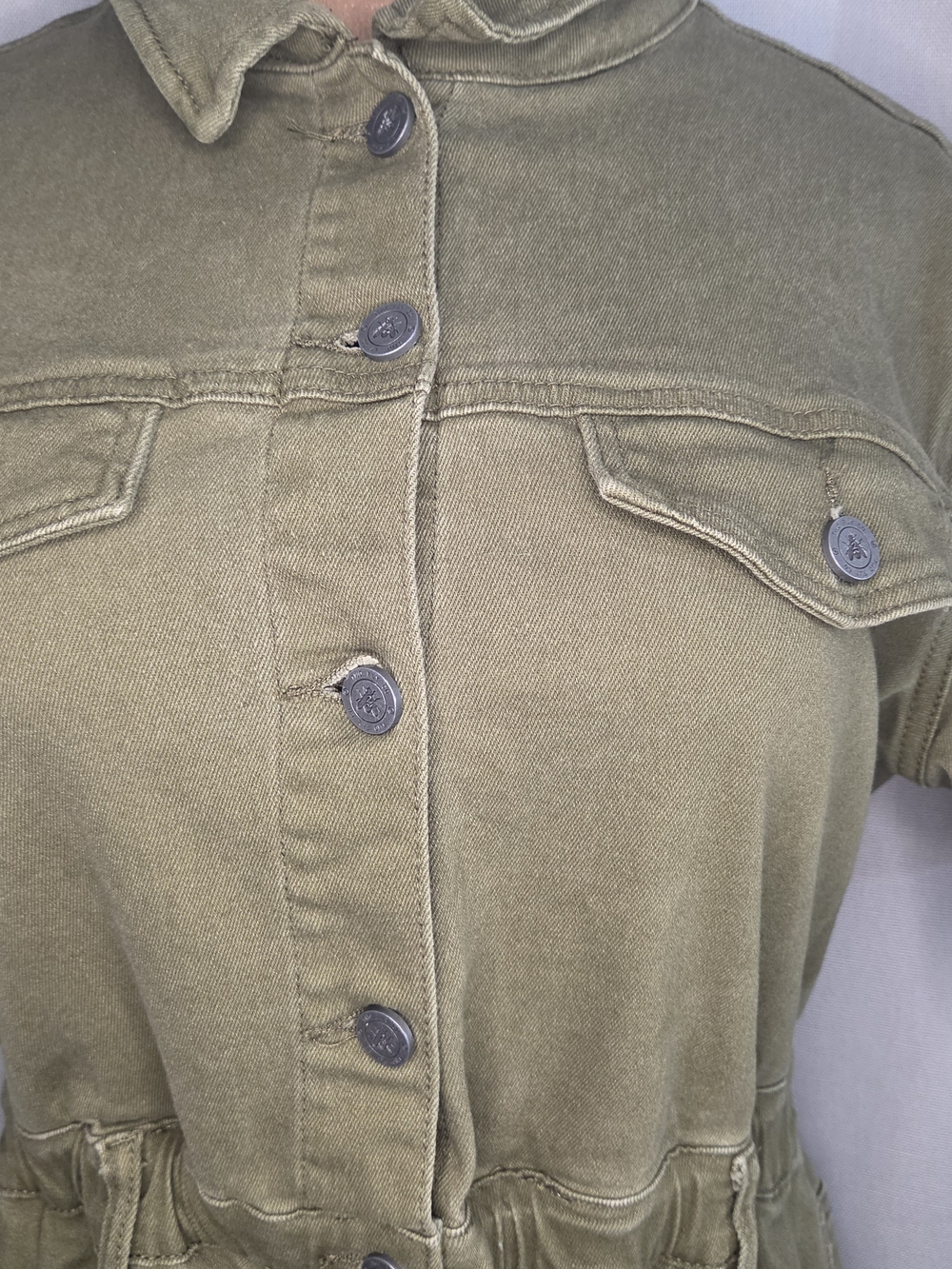 Two Fly Olive Green Short-Sleeve Utility Romper Shorts Size Medium - Picture 2 of 9